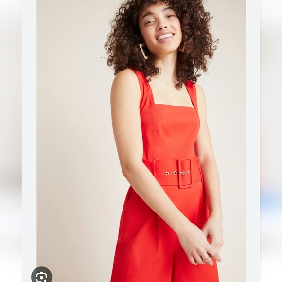 Anthropologie Seen Worn Kept Red Wide Leg Jumpsuit 8 - Picture 8 of 10